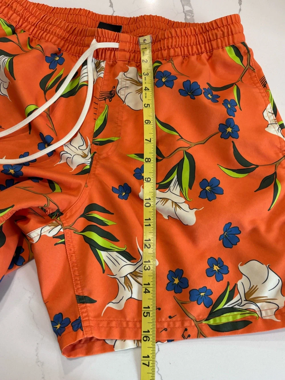 Vans Primary Floral Volley Board Shorts Orange Swim Trunks Blue White Mens Large
